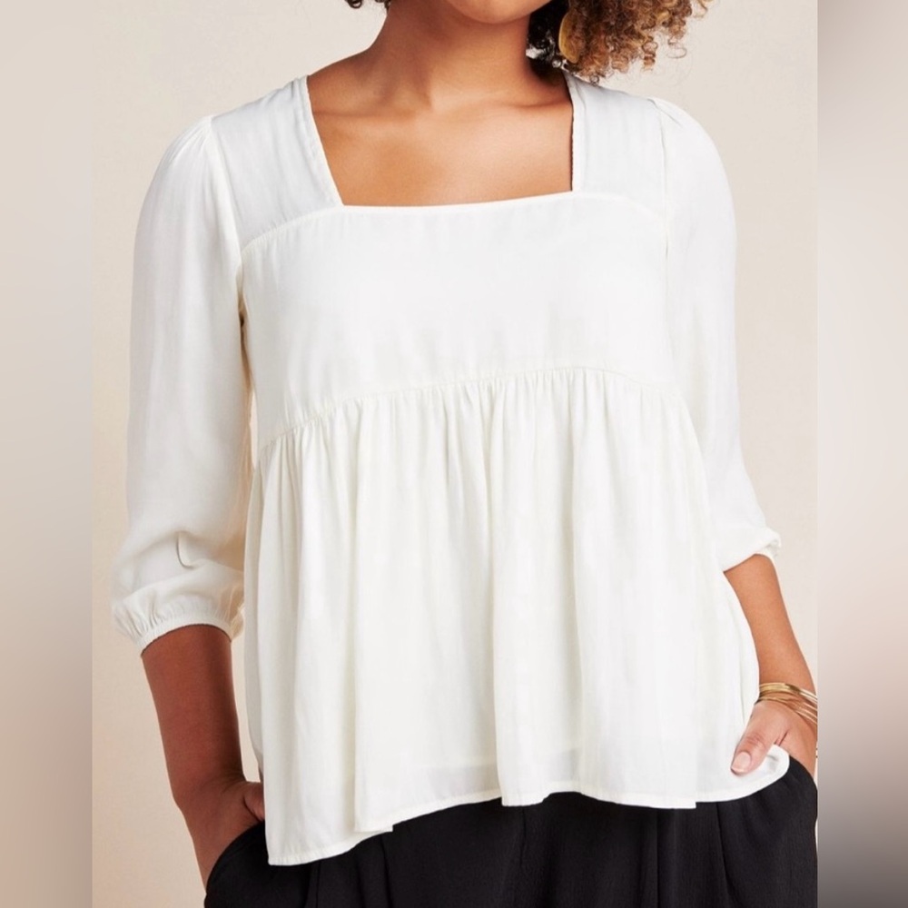 Anthropologie Dolan Left Coast Cherie Babydoll Top Cream Size XS